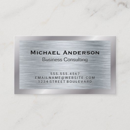 Metallic zilver geborsteld textuur visitekaartje (Voorkant)