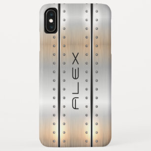 Metallic zilver geometrisch modern design iPhone XS max hoesje