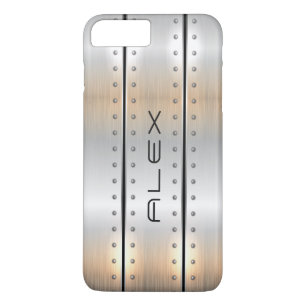 Metallic zilver geometrisch modern design 	iPhone 8 plus / 7 plus hoesje