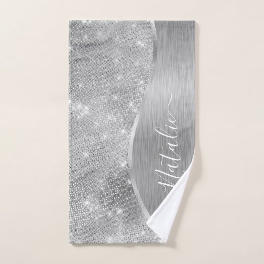 Metallic zilver Glitter Personalized Bad Handdoek (Handdoek)