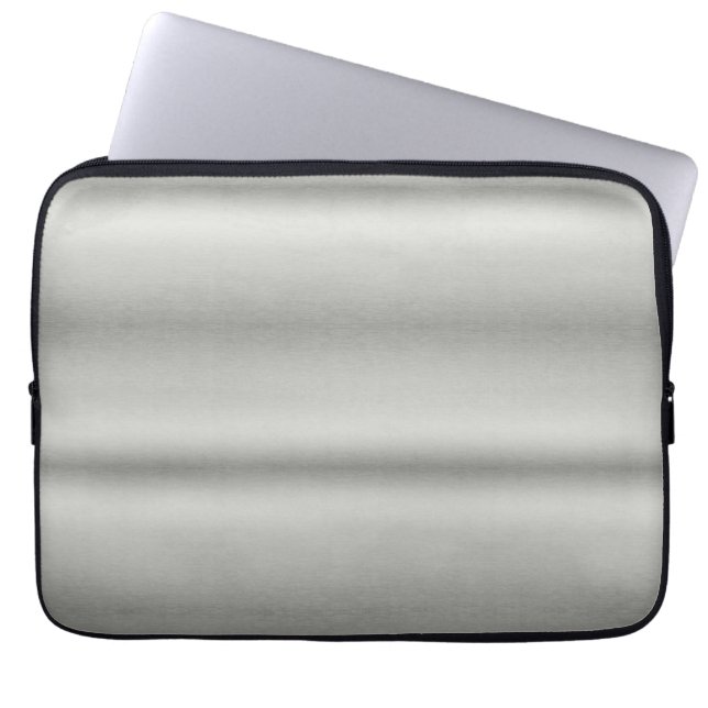 Metallic zilver grijs geborsteld aluminium laptop sleeve (Voorkant)