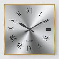 Metallic zilver grijs gouden rand Romeinse cijfers