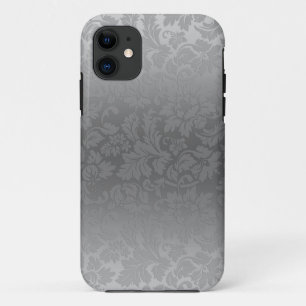 Metallic zilver grijze monochromatische Floral Dam iPhone 11 Hoesje