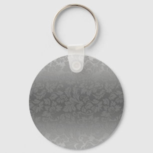 Metallic zilver grijze monochromatische Floral Dam Sleutelhanger