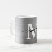 Metallic zilver handtekening Monogram Koffiemok (Voorkant links)