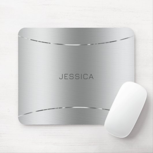 Metallic zilver Kijk achtergrond monogrammen Muismat (Met muis)