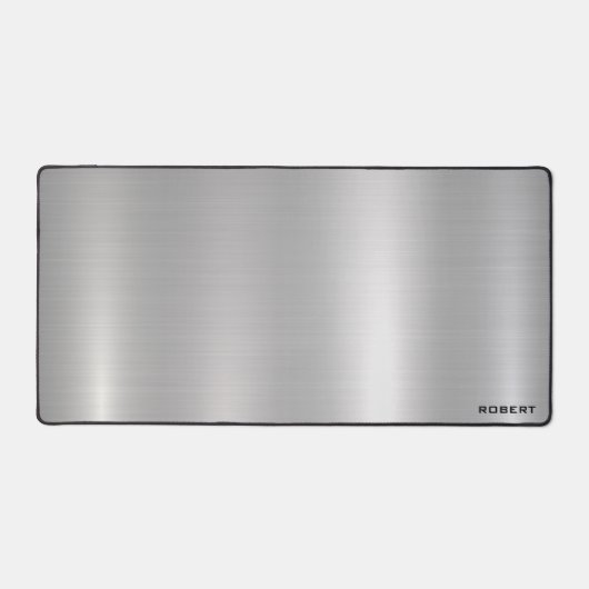 Metallic zilver textuur minimalistisch, monogram bureaumat (Voorkant)