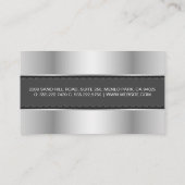 Metallic Zilveren Grijs Banner Visitekaartje (Achterkant)