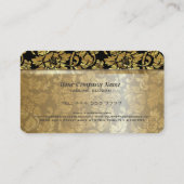 Metallic zwart en goud bloemendamast visitekaartje (Achterkant)
