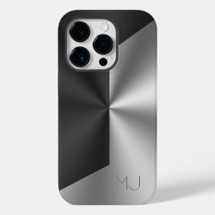 Metallic zwart en grijs split screen monogram Case-Mate iPhone 14 pro hoesje