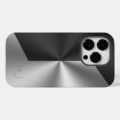 Metallic zwart en grijs split screen monogram Case-Mate iPhone case (Achterkant (horizontaal))