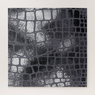 Metallic zwarte slangenhuid: elegante textuur legpuzzel