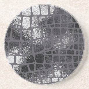 Metallic zwarte slangenhuid: elegante textuur zandsteen onderzetter