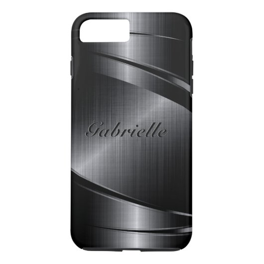 Metallic zwarte vormgeving geborstelde aluminium l Case-Mate iPhone case (Achterkant)