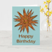 Metallica Shiny en Satin Starburst Verjaardag Kaart (Gele Bloem)