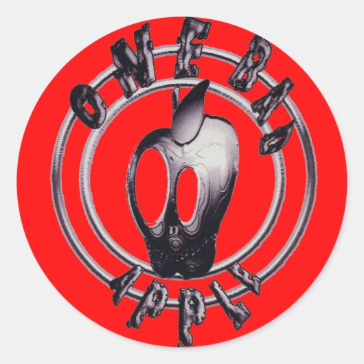 Metallicappleskull_trans - Gepersonaliseerd Ronde Sticker (Voorkant)