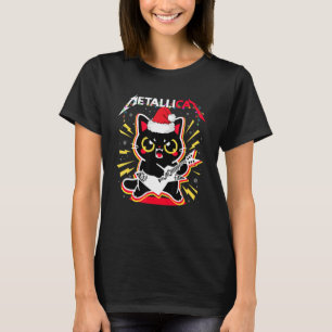 Metallicat Funny Cat Rock 90s Guitar Bass Merry Ch T-shirt