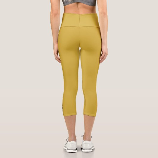 MetallicGold Capri Leggings with Black Side Stripe (Verso)