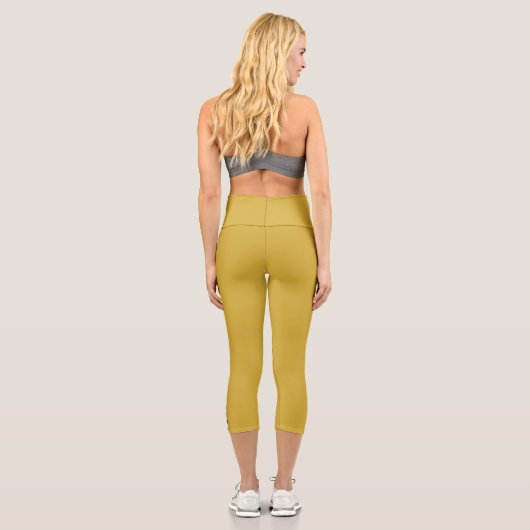 MetallicGold Capri Leggings with Black Side Stripe (Verso)