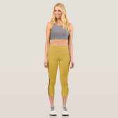 MetallicGold Capri Leggings with Black Side Stripe (Recto)