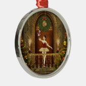 Métallique Ballerina et Nutcracker Argent rond Ornement (Droite)