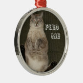 Métallique Chat "FEED ME" Ornement (Droite)