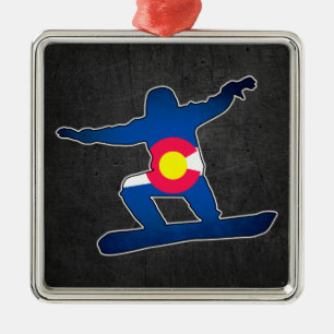 Métallique Drapeau de Grunge Colorado de snowboarder ornement