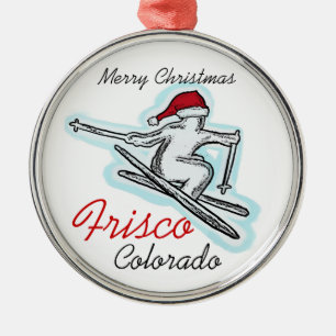 Métallique Frisco Colorado père Noël skier casquette ornement