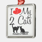 Métallique J'Aime Mon Ornement De Deux Chats (Gauche)