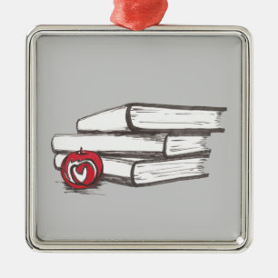 Métallique Livres + Un ornement d'Apple personnalisable