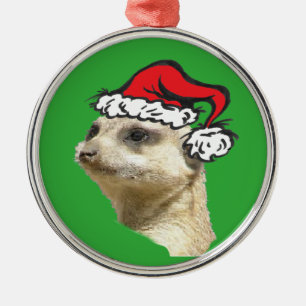 Métallique Noel Meerkat Cust. Ornement rond Premium