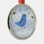 Métallique Oiseau bleu mignon de chant sur un ornement de (Droite)