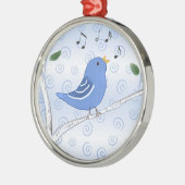 Métallique Oiseau bleu mignon de chant sur un ornement de (Gauche)