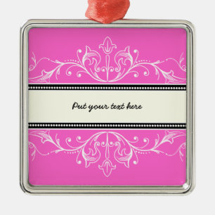 Métallique Ornement de bordure rose blanc