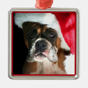 Métallique Ornement de chien de boxeur de Noël