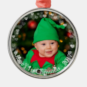 Métallique Ornement de flottement de coeurs de photo de Noël