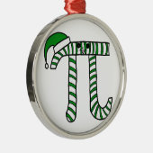 Métallique Ornement de geek de maths de Noël pi en vert (Droite)