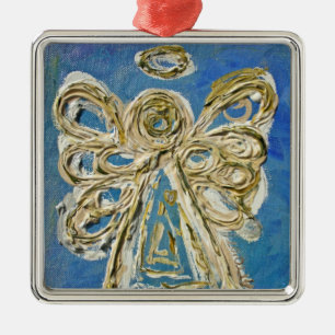 Métallique Ornement de vacances d'art de l'ange gardien bleu
