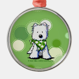 Métallique Ornement de Westie Dots verts