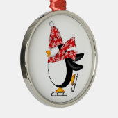 Métallique Ornement mignon de patins de glace de pingouin (Droite)