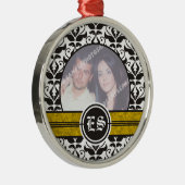 Métallique Ornement photo mariage damassé noir et blanc (Droite)