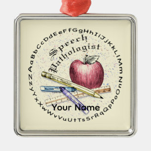 Métallique Ornement Premium Carré d'Orthophoniste