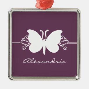 Métallique Ornement Premium Eggplant Butterfly Swirls
