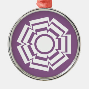 Métallique Ornement rond Floral Groove Premium, violet