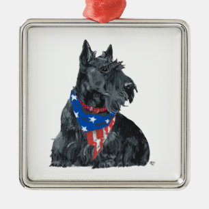 Métallique Ornement Scottie Patriotique