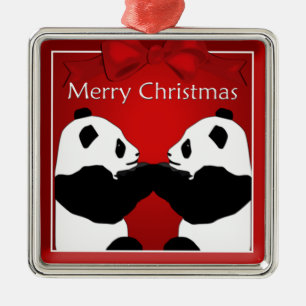 Métallique Panda Amis Noël Premium Ornement