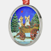 Métallique Pembroke Welsh Corgi Ornement Round Premium (Gauche)