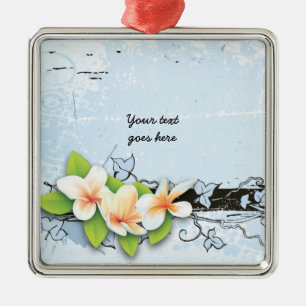 Métallique Plumeria vintage et ornement de grunge bleu lierre