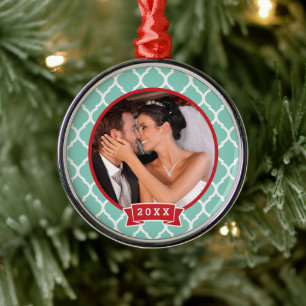 Métallique Premier Mariage de Noël Keepsaké Ornement photo