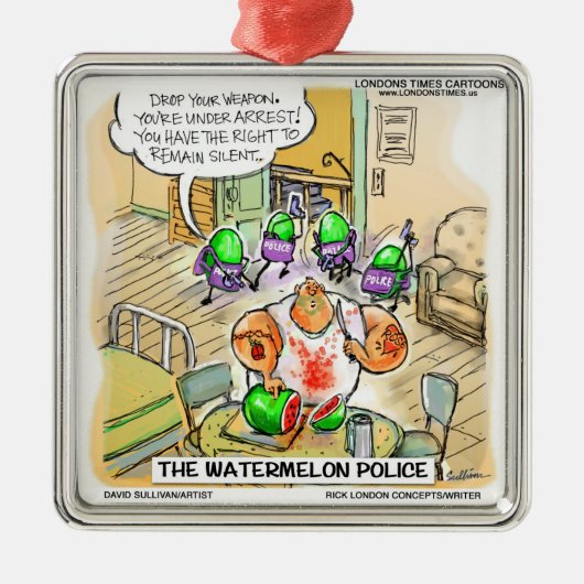 Métallique Watermelon Police Funny Noël Ornement (Devant)